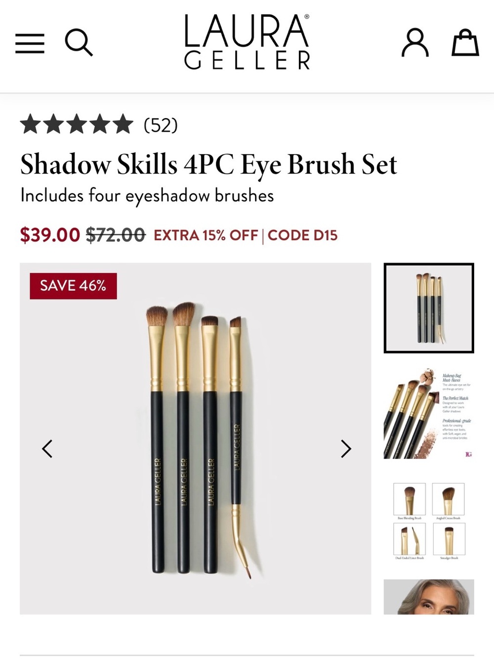 Brand New Laura Geller Shadow Skills 4PC Eye Brush Set